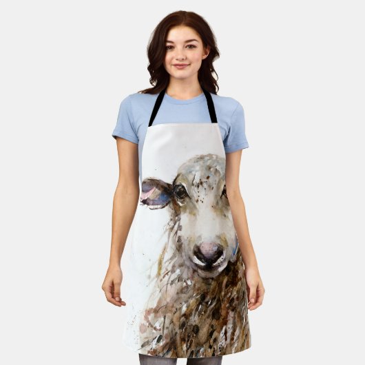 Sheep Design All-Over-Print-Schürze Schürze (Getragen)