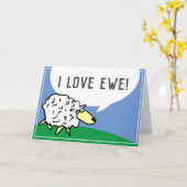 Sheep Design Cartoon mit I Liebe Ewe Puff Karte (Gelbe Blume)