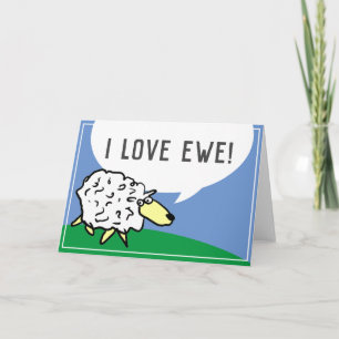 Sheep Design Cartoon mit I Liebe Ewe Puff Karte