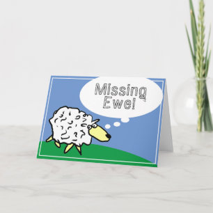 Sheep Design Cartoon mit Vermisstem Ewe Puff Karte