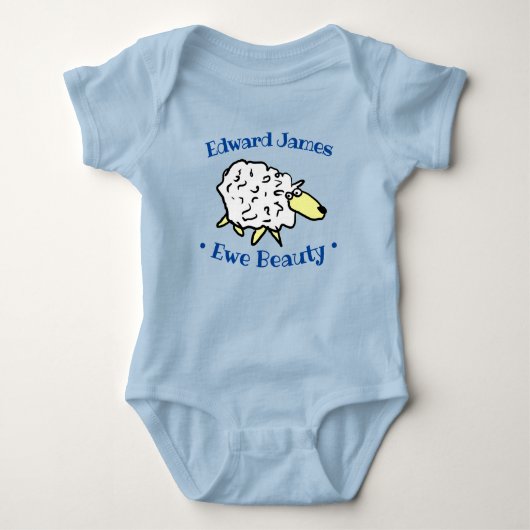 Sheep Design Cartoon zum Personalisieren Baby Strampler (Vorderseite)