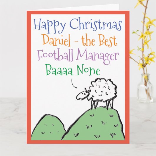 Sheep Design Frohe Weihnachten für einen Football  Karte (Gelbe Blume)