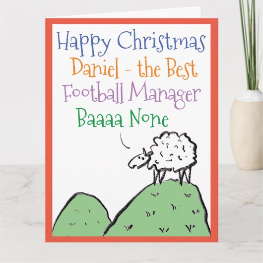 Sheep Design Frohe Weihnachten für einen Football Karte (Vorderseite)