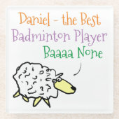 Sheep Design für einen Badminton Player Glass Unte Glasuntersetzer (Vorderseite)