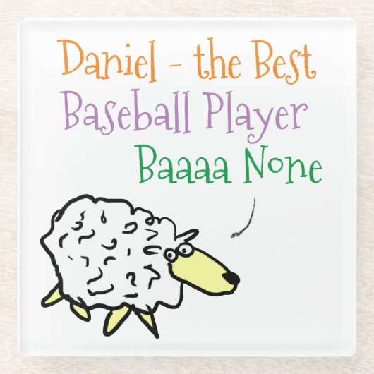 Sheep-Design für einen Baseball-Player-Untersetzer Glasuntersetzer (Vorderseite)