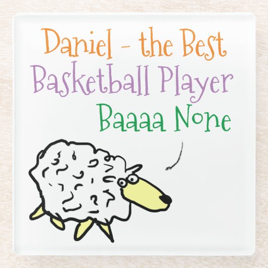 Sheep-Design für einen Basketball-Player-Glass-Unt Glasuntersetzer (Vorderseite)