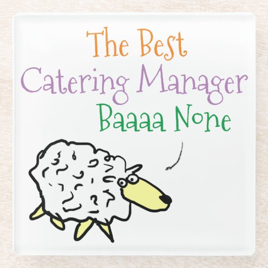 Sheep-Design für einen Catering Manager Glass Unte Glasuntersetzer (Vorderseite)