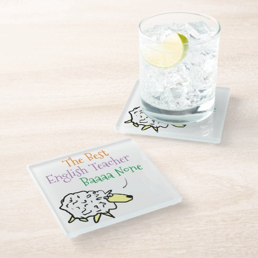 Sheep Design für einen englischen Teacher Glass Un Glasuntersetzer (Schrägansicht)