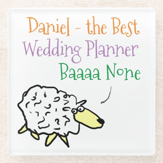 Sheep Design für einen Hochzeitsplaner-Untersetzer Glasuntersetzer (Vorderseite)