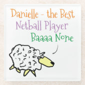 Sheep-Design für einen Netball-Player-Untersetzer Glasuntersetzer (Vorderseite)
