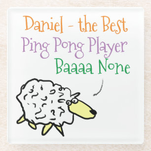 Sheep Design für einen Ping Pong Player Glass Unte Glasuntersetzer