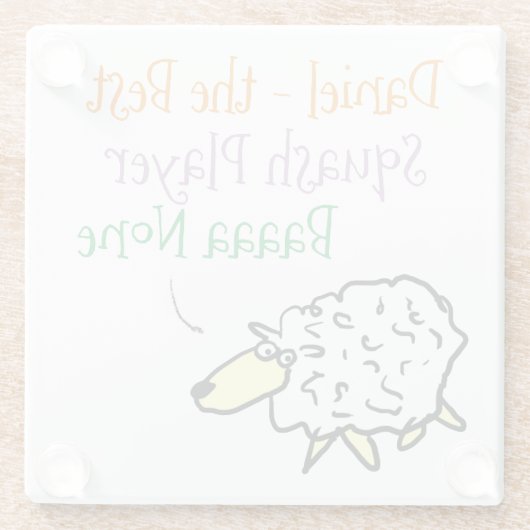 Sheep-Design für einen Squash-Player-Untersetzer Glasuntersetzer (Rückseite)