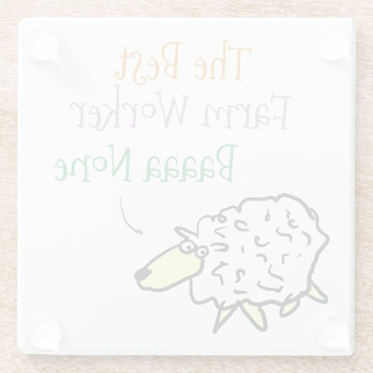 Sheep-Design für einen Untersetzer aus Betriebsgla (Rückseite)