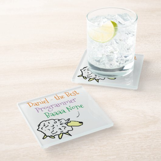 Sheep-Design für einen Untersetzer aus Programmier (Schrägansicht)