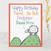 Sheep Design Glückwunsch zum Geburtstag eines Feue Karte (Gelbe Blume)