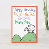Sheep Design Happy Birthday Electrician Karte (Vorderseite)