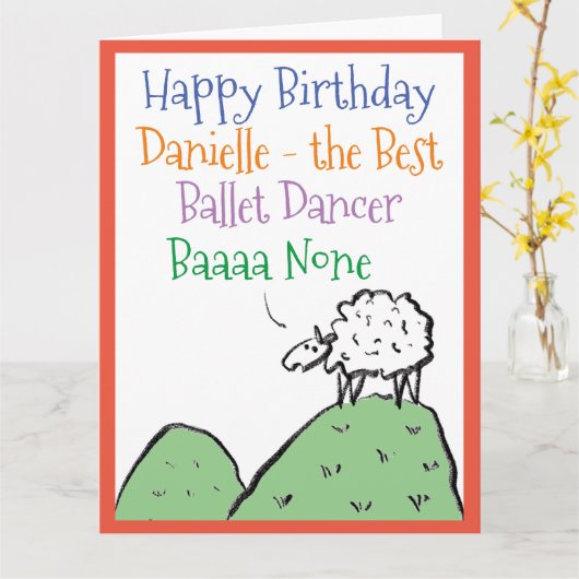 Sheep Design Happy Birthday to a Ballet Dancer Karte (Gelbe Blume)
