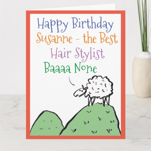 Sheep Design Happy Birthday to a Hair Stylist Karte (Vorderseite)