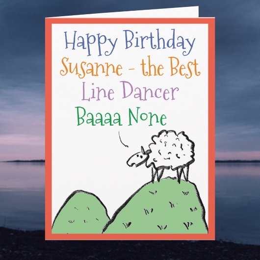Sheep Design Happy Birthday to a Line Dancer Karte