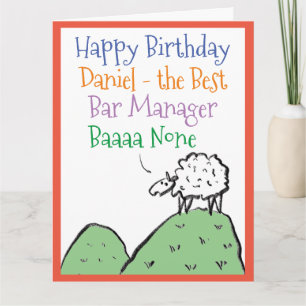 Sheep Design Happy Geburtstag zum Bar Manager Karte