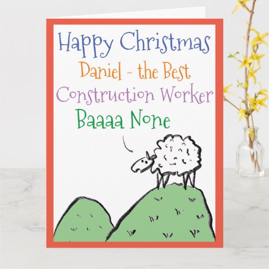 Sheep Design Happy Weihnachtsbauarbeiter Karte (Gelbe Blume)