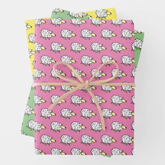 Sheep Design Illustration über das gesamte Muster Geschenkpapier Set (Beispiel)