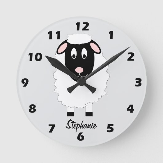 Sheep Design Personalised Runde Wanduhr (Vorderseite)