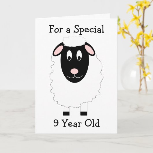 Sheep Design Personalisiert 9. Geburtstag Karte (Gelbe Blume)