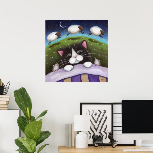 Sheep Dreams Fantasy Chat Art Print Poster (Heimbüro)