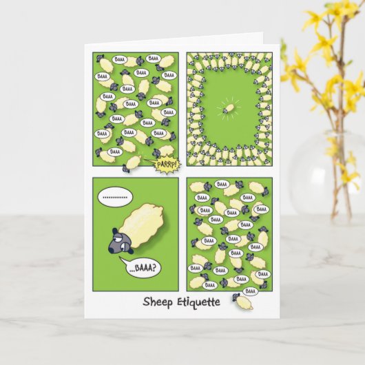 Sheep Etiquette (Geburtstag) Karte (Gelbe Blume)