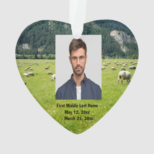 Sheep Farm Shepherd Dated Photo Custom Ornament (Rückseite)