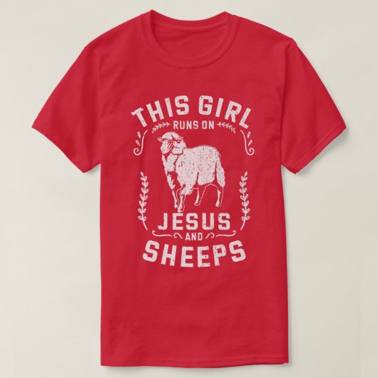 Sheep Farmer This Girl Runs On Jesus and Sheeps  T-Shirt (Design vorne)
