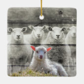 Sheep Flock Baby Lamb Keramikornament (Rückseite)
