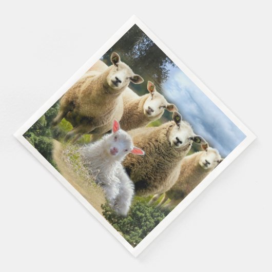 Sheep Flock Baby Lamb Serviette (Ecke)