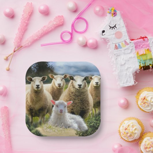 Sheep Flock Sheep Herd Baby Lamb Pappteller (Party)