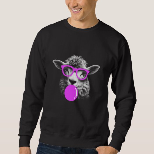 Sheep Funny Sunglasses Kaugummi Fun cool schaggsch Sweatshirt (Vorderseite)