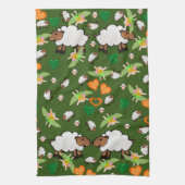 Sheep Green Orange Hearts Fairy Kitchen Handtuch (Vertikal)