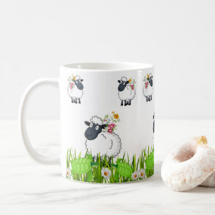 Sheep Green Turtles Floral Tasse