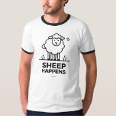 Sheep Happen Funny Line Art Ringer T - Shirt (Vorderseite)