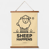 SHEEP HAPPEN Funny Wall Tapestes mit Holz Top Wandteppich Mit Holzrahmen (Vorderseite)