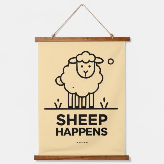 SHEEP HAPPEN Funny Wall Tapestes mit Holz Top Wandteppich Mit Holzrahmen (Vorderseite)