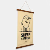 SHEEP HAPPEN Funny Wall Tapestes mit Holz Top Wandteppich Mit Holzrahmen (Gewinkelt)