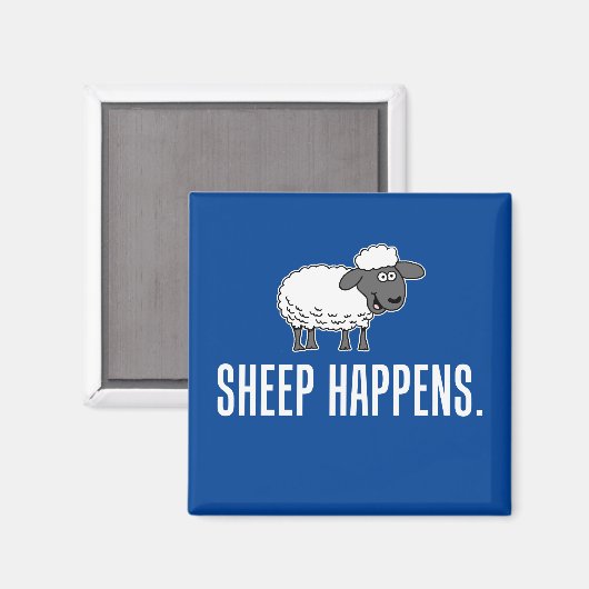 Sheep Happens Cartoon Sheep Magnet (Vorderseite/Rückseite)