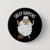 Sheep Happens Funny Gekackt Pun Dark BG Button (Vorderseite)
