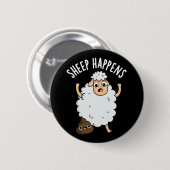 Sheep Happens Funny Gekackt Pun Dark BG Button (Vorne & Hinten)