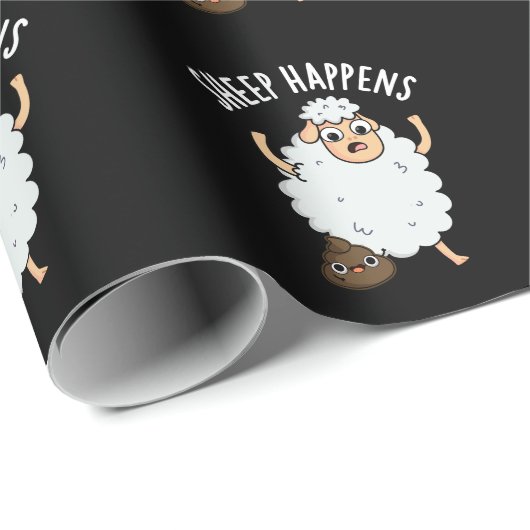 Sheep Happens Funny Gekackt Pun Dark BG Geschenkpapier (Rolleneckpunkt)