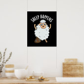 Sheep Happens Funny Gekackt Pun Dark BG Poster (Küche)