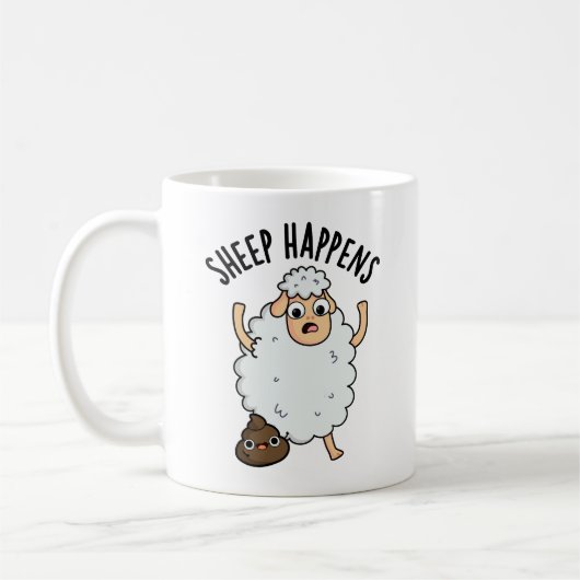Sheep Happens Funny Kack Pun Kaffeetasse (Links)