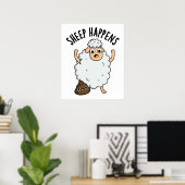 Sheep Happens Funny Kack Pun Poster (Heimbüro)