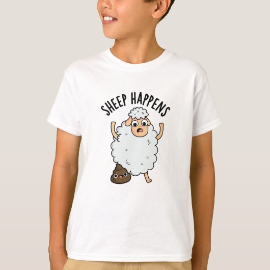 Sheep Happens Funny Kack Pun T-Shirt (Vorderseite)